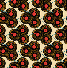  Vinyl retro turntable seamless pattern vector design