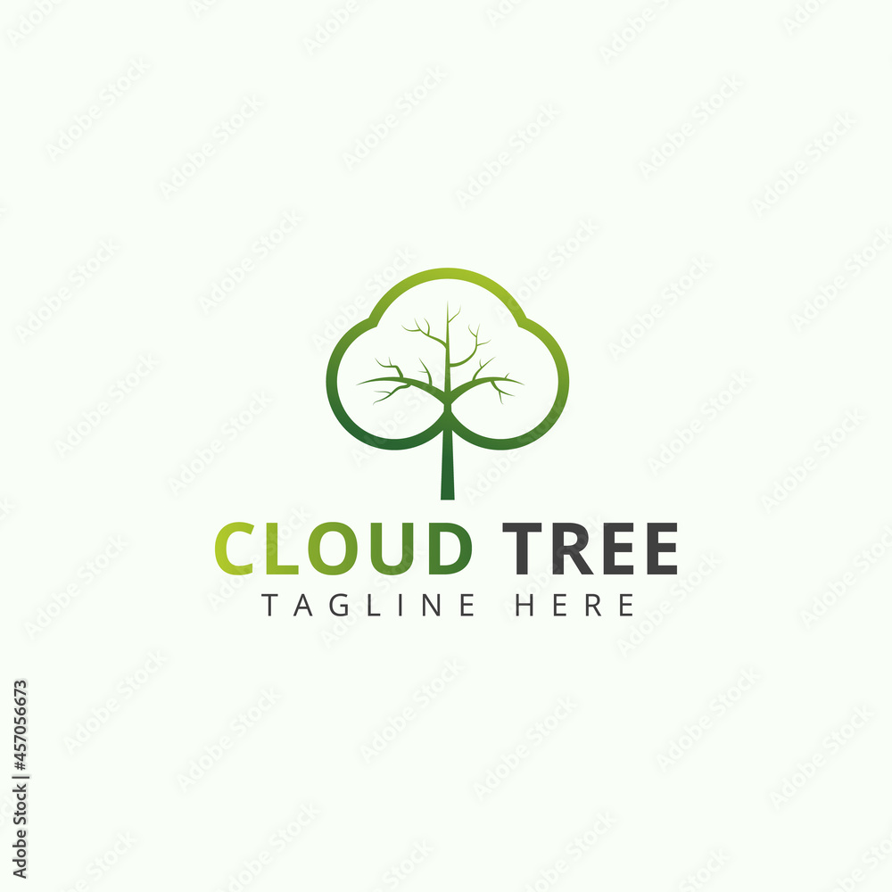 Poster cloud tree logo abstract design vector template. tree vector logo this beautiful tree is a symbol of