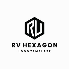RV Hexagon logo vector image