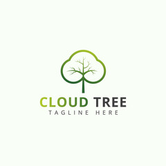 Cloud tree logo abstract design vector template. Tree vector logo this beautiful tree is a symbol of a cloud. 