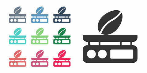 Black Electronic coffee scales icon isolated on white background. Weight measure equipment. Set icons colorful. Vector