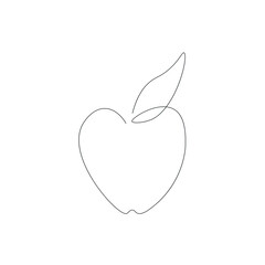 Apple fruit line drawing vector illustration