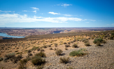 Impressive Wahweap Bay on a smoldering hot summer day in Lake Powell Arizona