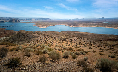 Impressive Wahweap Bay on a smoldering hot summer day in Lake Powell Arizona