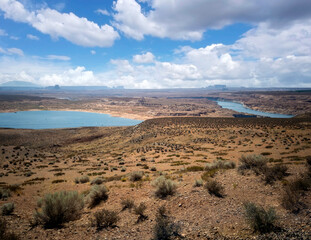 Impressive Wahweap Bay on a smoldering hot summer day in Lake Powell Arizona