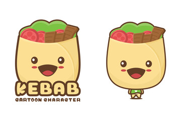 cute kebab mascot, food cartoon illustration