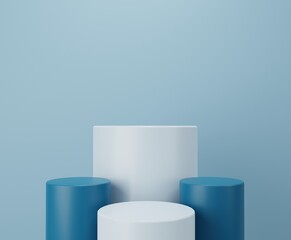 3d white and blue podium