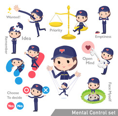 メンタルコントロールをする郵便配達員女性のセット