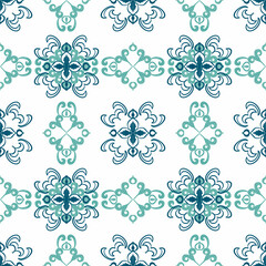 Seamless folk traditional art pattern Mediterranian Scandinavian blue repetitive floral design Retro style arrangement ornament for textile design, wallpaper , decor interior, garment