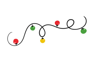 Tangled wire or garland with colorful Christmas light. Vector illustration for holidays design.
