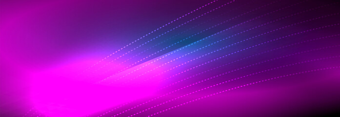 Neon shiny color background with light glowing wave line particles. Wallpaper background, design templates for business or technology presentations, internet posters or web brochure covers