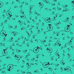 Black Toilet paper roll icon isolated seamless pattern on green background. Vector