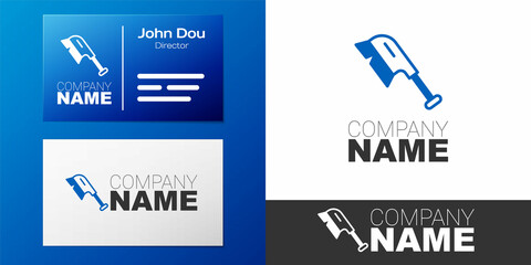 Logotype Brush for cleaning icon isolated on white background. Cleaning service concept. Logo design template element. Vector