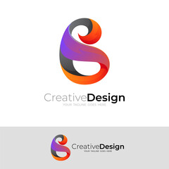 Letter B logo and colorful design template, b icon