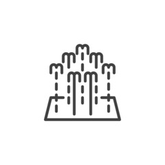 Fountain with water splashing line icon