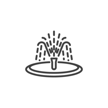 Outdoor water fountain line icon