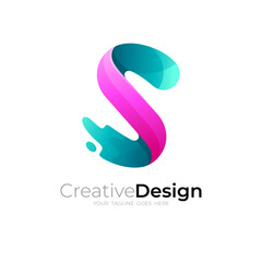 Simple S logo with modern design template, 3d colorful logos