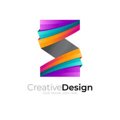 Abstract S logo and modern design colorful, 3d style