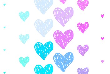 Light Pink, Blue vector backdrop with sweet hearts.
