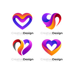 Set love logo and charity design template, colorful logos