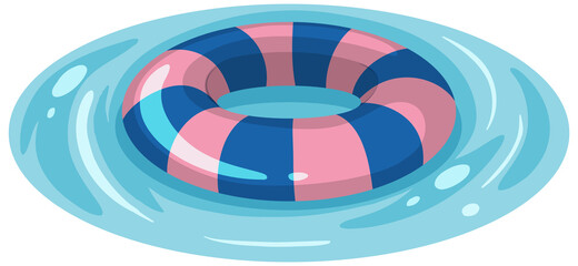 Obraz premium Striped blue and pink swimming ring in the water isolated