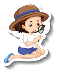 A sticker template of girl cartoon character