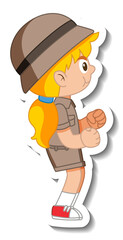 Little girl scout cartoon character sticker
