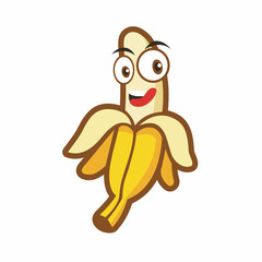 Obraz premium cute banana cartoon character smile feel delicious illustration vector design