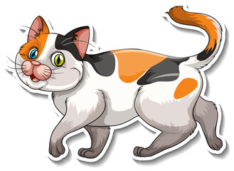 A sticker template of cat cartoon character