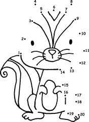 vector cartoon education game join to the dots 1 to 20 drawing squirrel activity