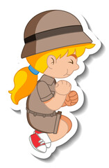 Little girl scout cartoon character sticker