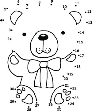 vector cartoon education game join to the dots 1 to 20 drawing bear activity