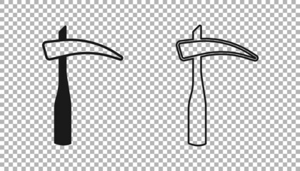 Black Scythe icon isolated on transparent background. Happy Halloween party. Vector