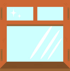 template wooden window clean glare vector illustration