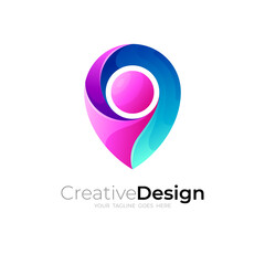 People care logo and location design template