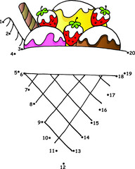 vector cartoon education game join to the dots 1 to 20 drawing ice-cream