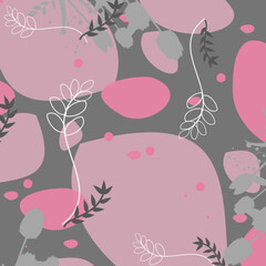 Seamless pattern of beauty shapes and mix floral