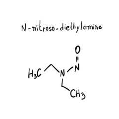 N-Nitroso-diethylamine Molecule Formula Hand Drawn Imitation