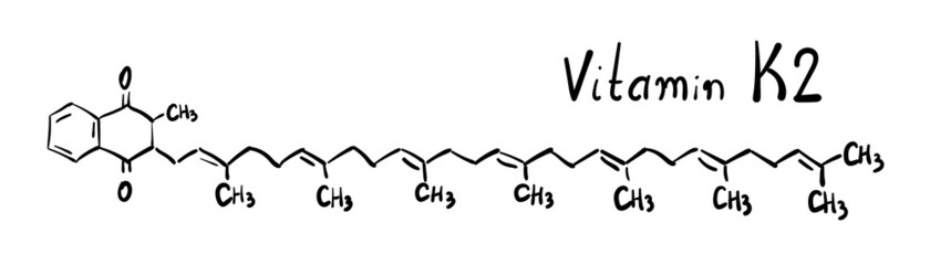 Vitamin K2 Chemistry Molecule Formula Hand Drawn Imitation