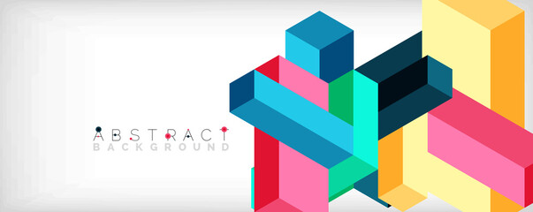 Abstract background. 3d cubes, cubic elements and blocks. Techno or business concept for wallpaper, banner, background, landing page
