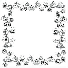 halloween black pumpkin vector frame