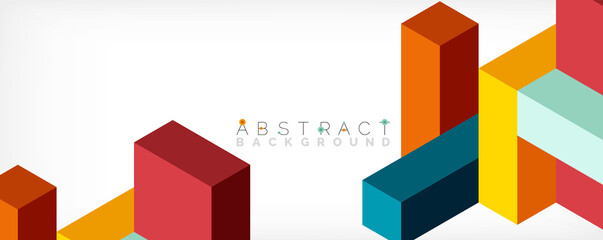 Abstract background. 3d cubes, cubic elements and blocks. Techno or business concept for wallpaper, banner, background, landing page