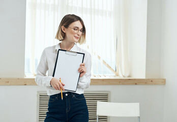 Business woman in white shirt office secretary working