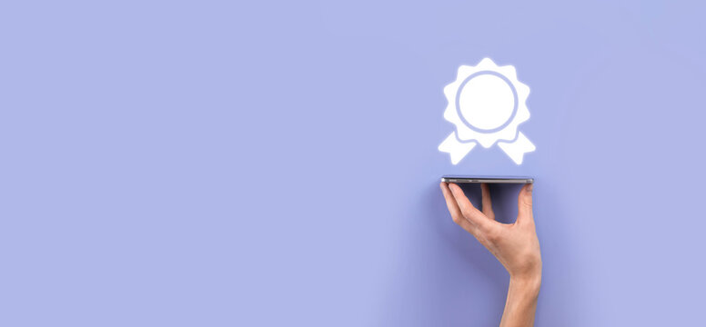 Businessman man holds in hand hourglasses icon. Time expires. A reminder to action. Business concept. Elements for design.