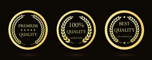 Gold medals, quality awards with laurels.