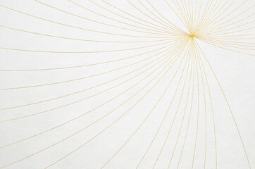 White washi paper texture with elegant gold leaf thread pattern. Abstract graceful Japanese style background.