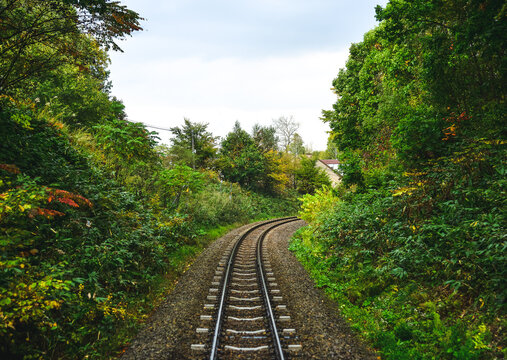 Rail track in Furano, Hokkaido, Japan