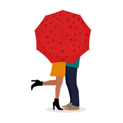 Lovers under an umbrella - illustration, banner, poster, flyer, card, template 