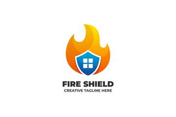Fire Shield Flame Burn Gradient Logo