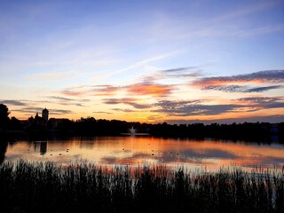 sunset over the lake